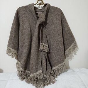 Wool Fringe Shawl  One Size
